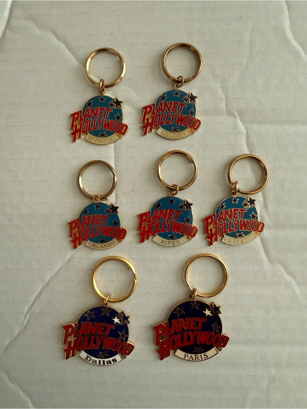 Planet Hollywood Keychains 7 total Collectible Souvenirs
